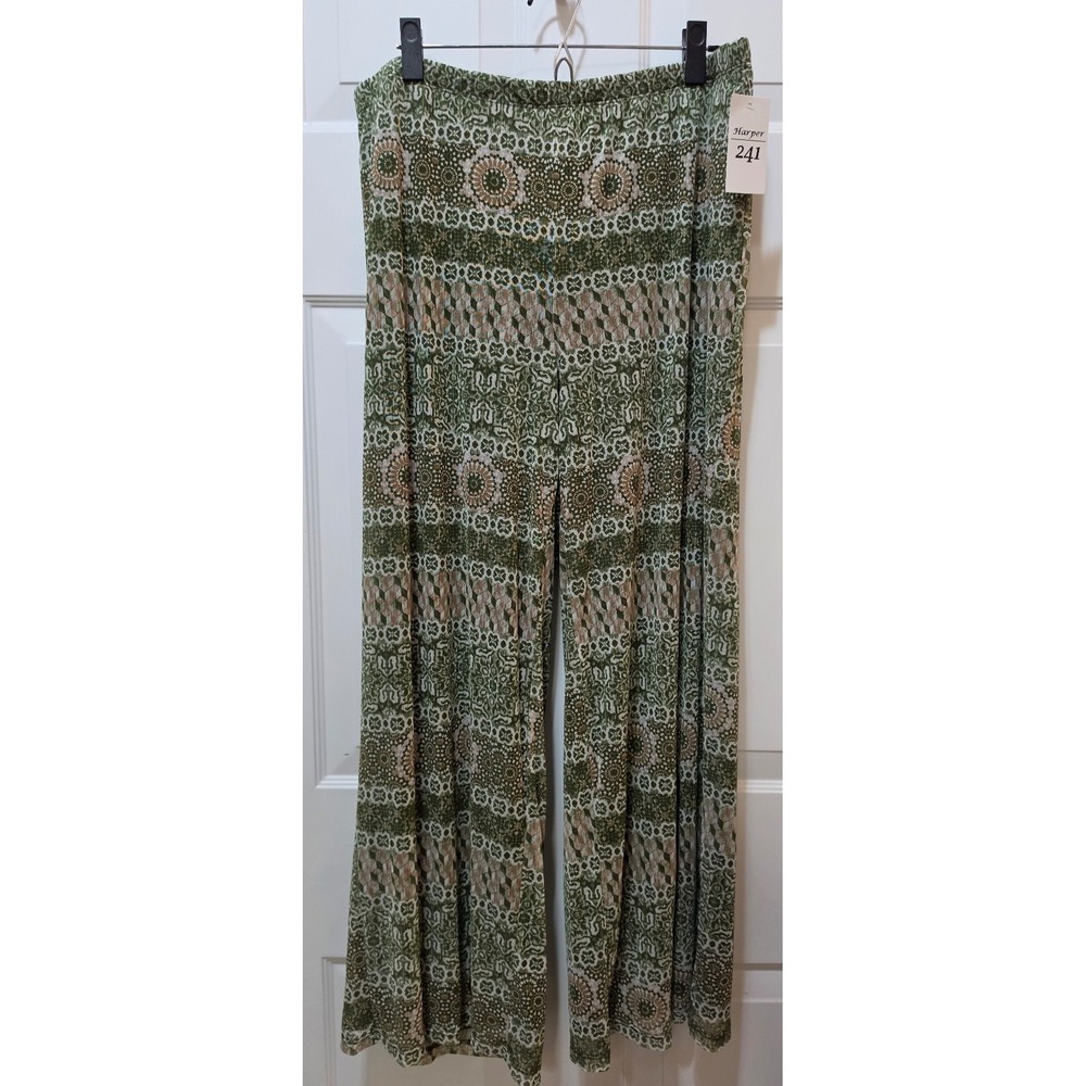 Harper 241 NWT Green Geometric Medallion Wide Leg Palazzo Pants Size 1X